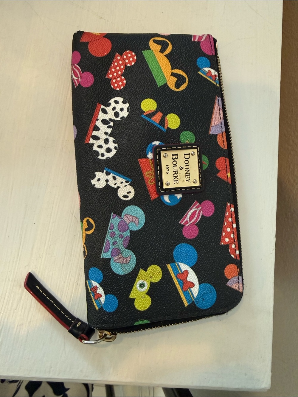 Dooney & Bourke Black Mickey Through the Years Zip Wallet